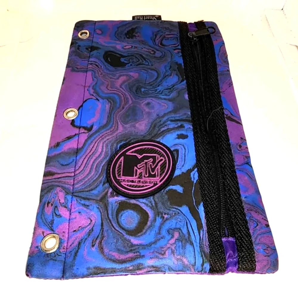 Vintage 90s MTV logo Stuart Hall purple pencil bag